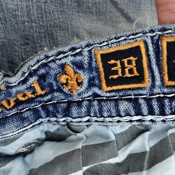 Rock Revival Jase Straight Distressed Denim Jeans Mens size 38/28 - Picture 7 of 11